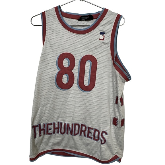 Retro Aged Streetwear Gray Red The Hundreds #80 Basketball Jersey Men’s L - Picture 1 of 9